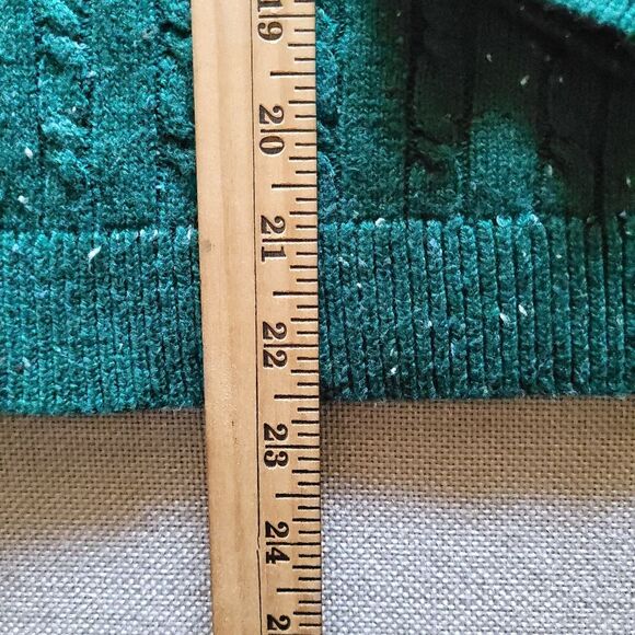 Talbots Cable Knit Confetti Flecked Green Pullover Sweater Women's Small petite - Picture 10 of 10